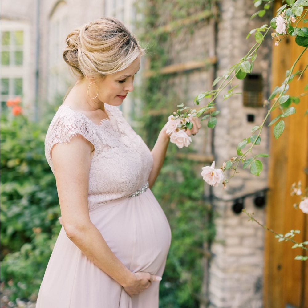 Gorgeous Blush Lace & Silk Eyelash Lace Maternity Gown from Seraphine Maternity